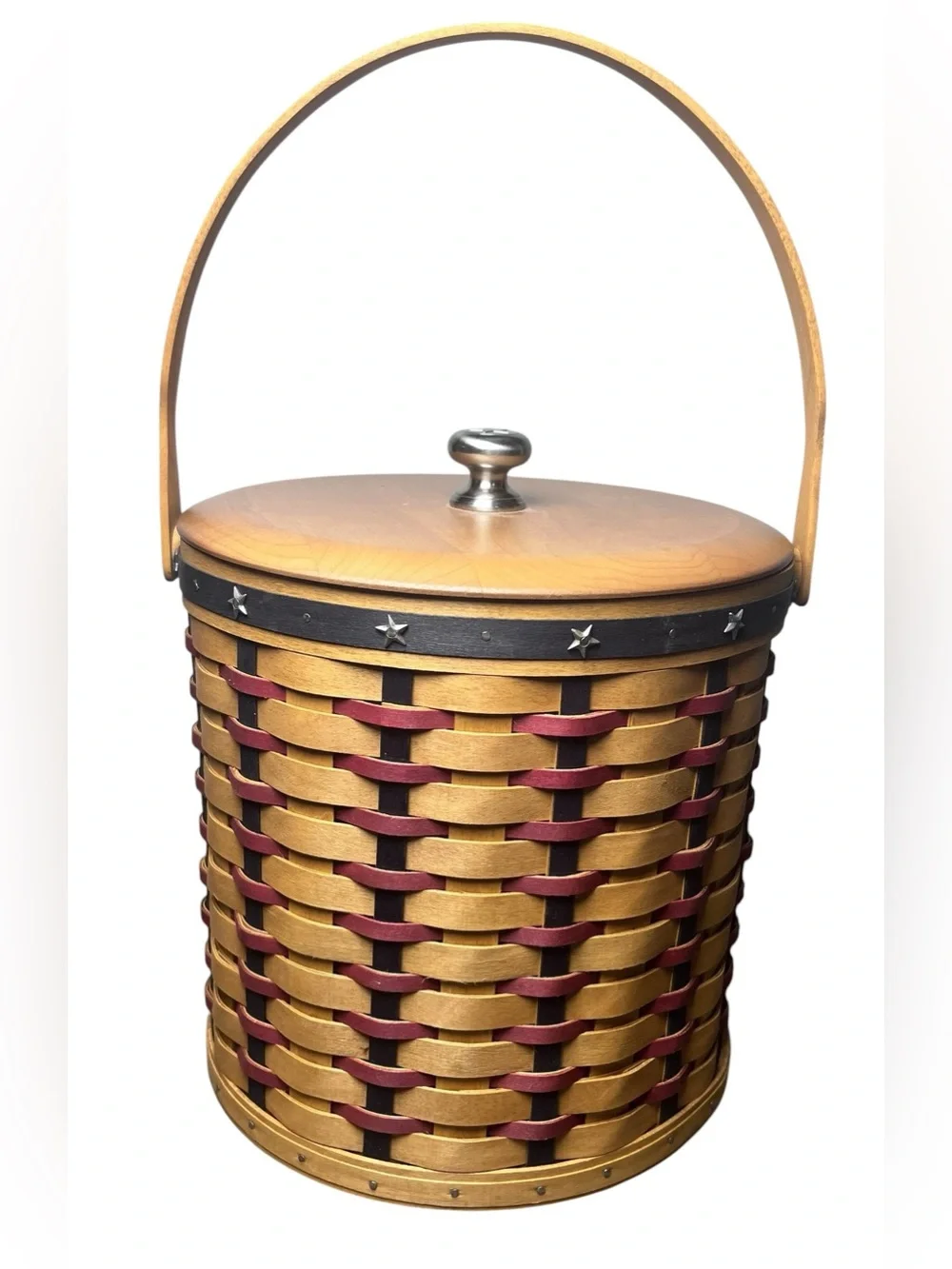 Longaberger 2004 Vintage Proudly American Ice Bucket Basket Set Lid w/ Star Knob